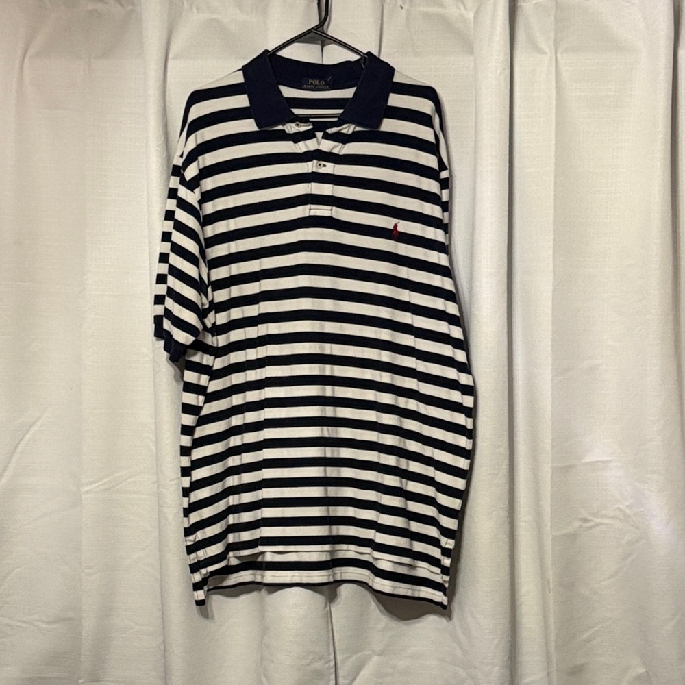 Polo by Ralph Lauren Men's Navy and White Striped Polo